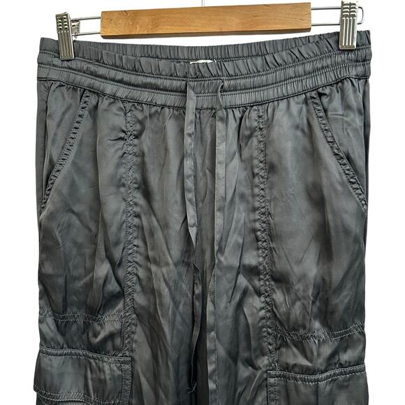 Aerie Gray Silky Cargo Jogger Pants Small Lightweight Drawstring Pockets - Picture 2 of 9
